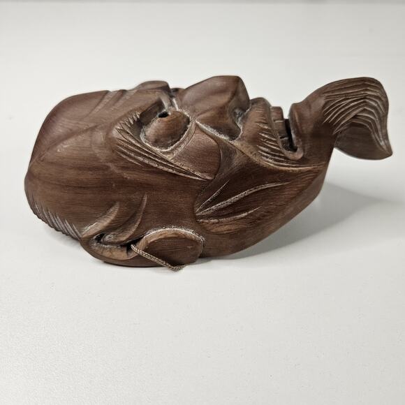 Japanese Traditional Wooden Mini Oni Mask Hand Curved Artist Signed MCM - Picture 4 of 9